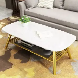 طاولة قهوة رخامية بقاعدة ستيل مودرن