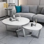 طاولة قهوة مزدوجة رخام بتصميم مودرن