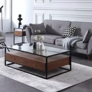 طاولة قهوة مودرن بسطح زجاج
