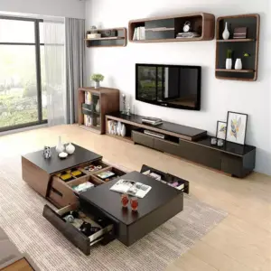 طاولة قهوة وتلفاز متعددة مساحات التخزين

