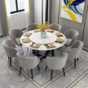 طاولة طعام رخام مع ثمانية مقاعد فاخرة