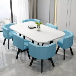 طاولة طعام مستطيلة مع ستة كراسى