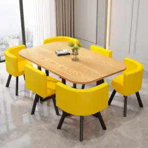 طاولة طعام مستطيلة مع ستة كراسى