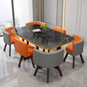 طاولة طعام مستطيلة مع ستة كراسى