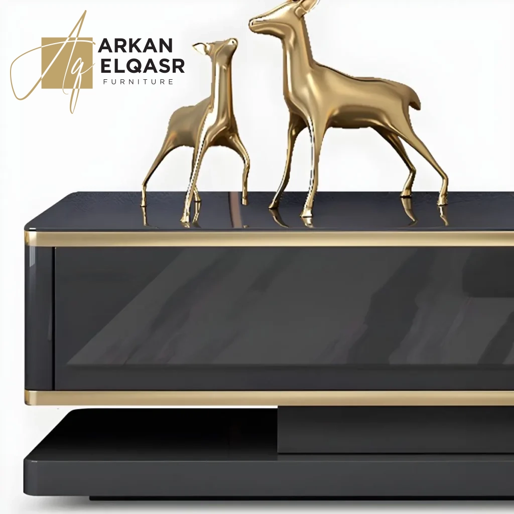 طقم طاولة تلفاز مع قهوة بتصميم ايطالي كلاسيكي