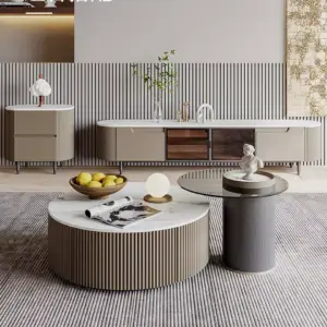 طقم طاولتين قهوة مع طاولة تلفاز بتصميم مميز