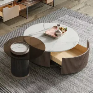 طقم طاولتين قهوة مع طاولة تلفاز بتصميم مميز
