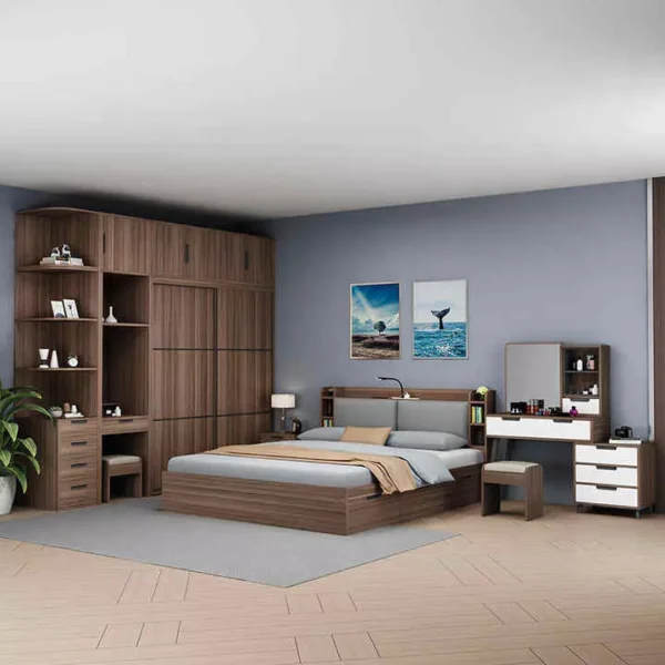 غرفة نوم مودرن متكاملة بتصميم عملي وأنيق