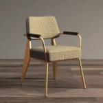 كرسي بقماش كاروهات بمسند لليد