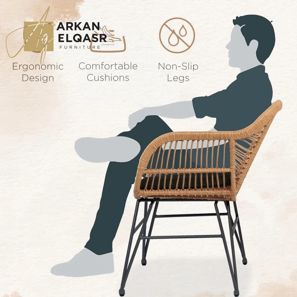 كرسي خيزران ب ارجل حديد