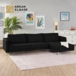 كنبة زاوية بقاعدة مربعة معدنية ثابتة