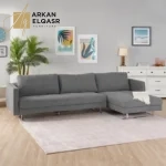 كنبة زاوية بقاعدة مربعة معدنية ثابتة