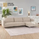 كنبة زاوية بقاعدة مربعة معدنية ثابتة