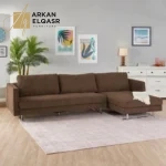 كنبة زاوية بقاعدة مربعة معدنية ثابتة