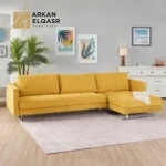 كنبة زاوية بقاعدة مربعة معدنية ثابتة