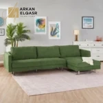 كنبة زاوية بقاعدة مربعة معدنية ثابتة