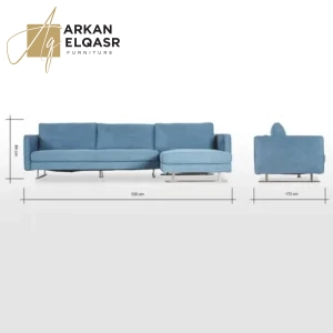 كنبة زاوية بقاعدة مربعة معدنية ثابتة