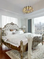 سرير نوم نيو كلاسيك مع كمودينة