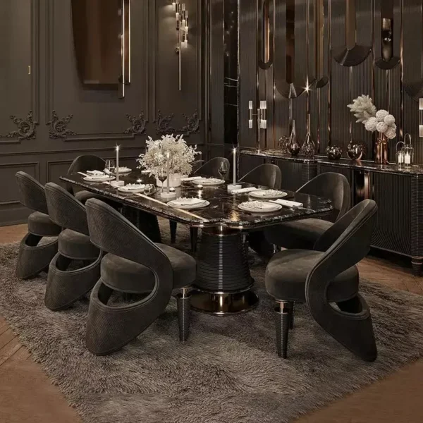 طاولة طعام مع كراسي بتصميم ملكي