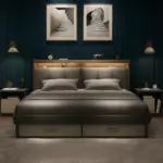 سرير بتصميم حديث مع كمودينه