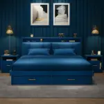 سرير بتصميم حديث مع كمودينه