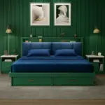 سرير بتصميم حديث مع كمودينه