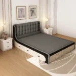 سرير هيدروليكي – تخزين سفلي ذكي – تنجيد فاخر – تصميم مريح بآلية رفع سلسة