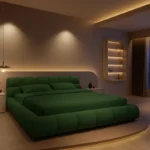 سرير منخفض الارتفاع – تصميم عملي مع كومدينة جانبية – هيكل خشبي أنيق – مثالي للغرف الصغيرة