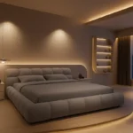 سرير منخفض الارتفاع – تصميم عملي مع كومدينة جانبية – هيكل خشبي أنيق – مثالي للغرف الصغيرة