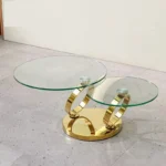 طاولة قهوة دائرية مزدوجة بقاعدة متينة