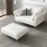 طقم كنب جلد فاخر 3+2+1 – تصميم فخم بخياطة بارزة – قاعدة خشبية متينة – تنجيد ناعم بلون بني داكن