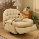 كرسي استرخاء ليزي بوي فخم – آلية إمالة يدوية – تنجيد ناعم ومريح – قاعدة خشبية – لون رمادي فخم