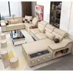 كنب زاوية بتصميم ذكي – تخزين مدمج وسرير قابل للطي – تنجيد فاخر وقاعدة متينة