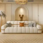 كنب مودرن بلمسة ذهبية فاخرة