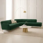 كنبة زاوية فاخر مع طاولة من الاستيل