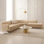 كنبة زاوية فاخر مع طاولة من الاستيل