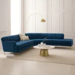 كنبة زاوية فاخر مع طاولة من الاستيل