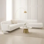 كنبة زاوية فاخر مع طاولة من الاستيل