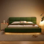 سرير منخفض مع إضاءة بتصميم عصري وجودة عالية