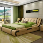 سرير مودرن جلدي بطابع حديث