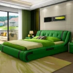 سرير مودرن جلدي بطابع حديث