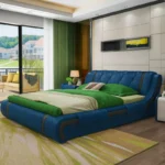 سرير مودرن جلدي بطابع حديث