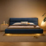 سرير منخفض مع إضاءة بتصميم عصري وجودة عالية