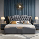 سرير نوم جلد مع 2 كمودينه