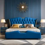 سرير نوم جلد مع 2 كمودينه