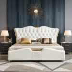 سرير نوم جلد مع 2 كمودينه