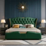 سرير نوم جلد مع 2 كمودينه