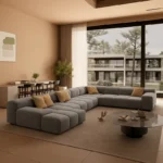 كنب زاوية فخم بطابع أوروبي – تصميم شيك بمساحة واسعة – تنجيد ناعم وهيكل متين