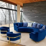 طقم كنب زاوية بشكل حرف ال مع كرسيين مفردين – تصميم مريح وتنجيد فاخر – مثالي لغرف المعيشة العصرية