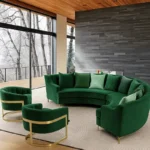 طقم كنب زاوية بشكل حرف ال مع كرسيين مفردين – تصميم مريح وتنجيد فاخر – مثالي لغرف المعيشة العصرية